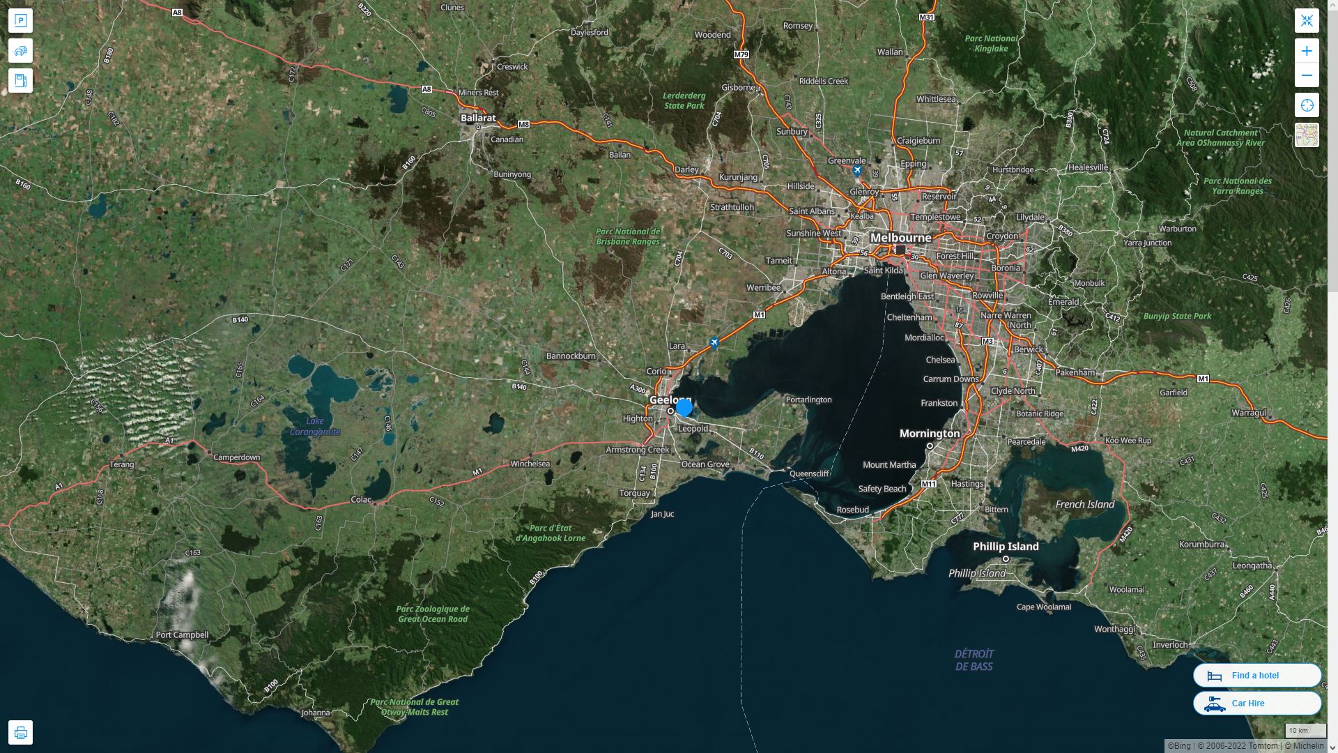Geelong Highway and Road Map with Satellite View